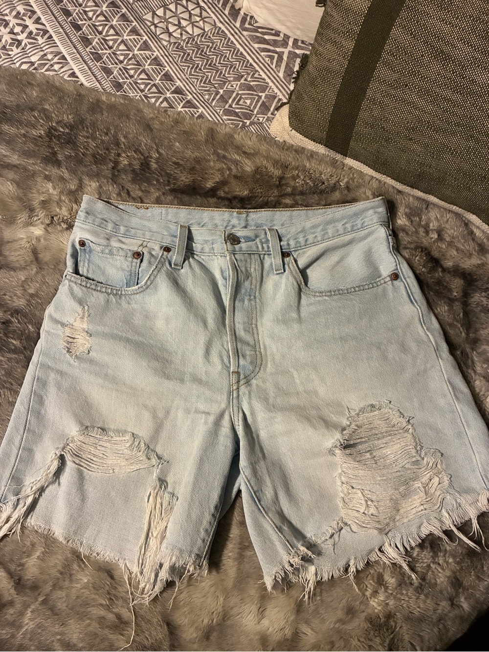 Levi's Light Blue Distressed Cutoff Denim Shorts